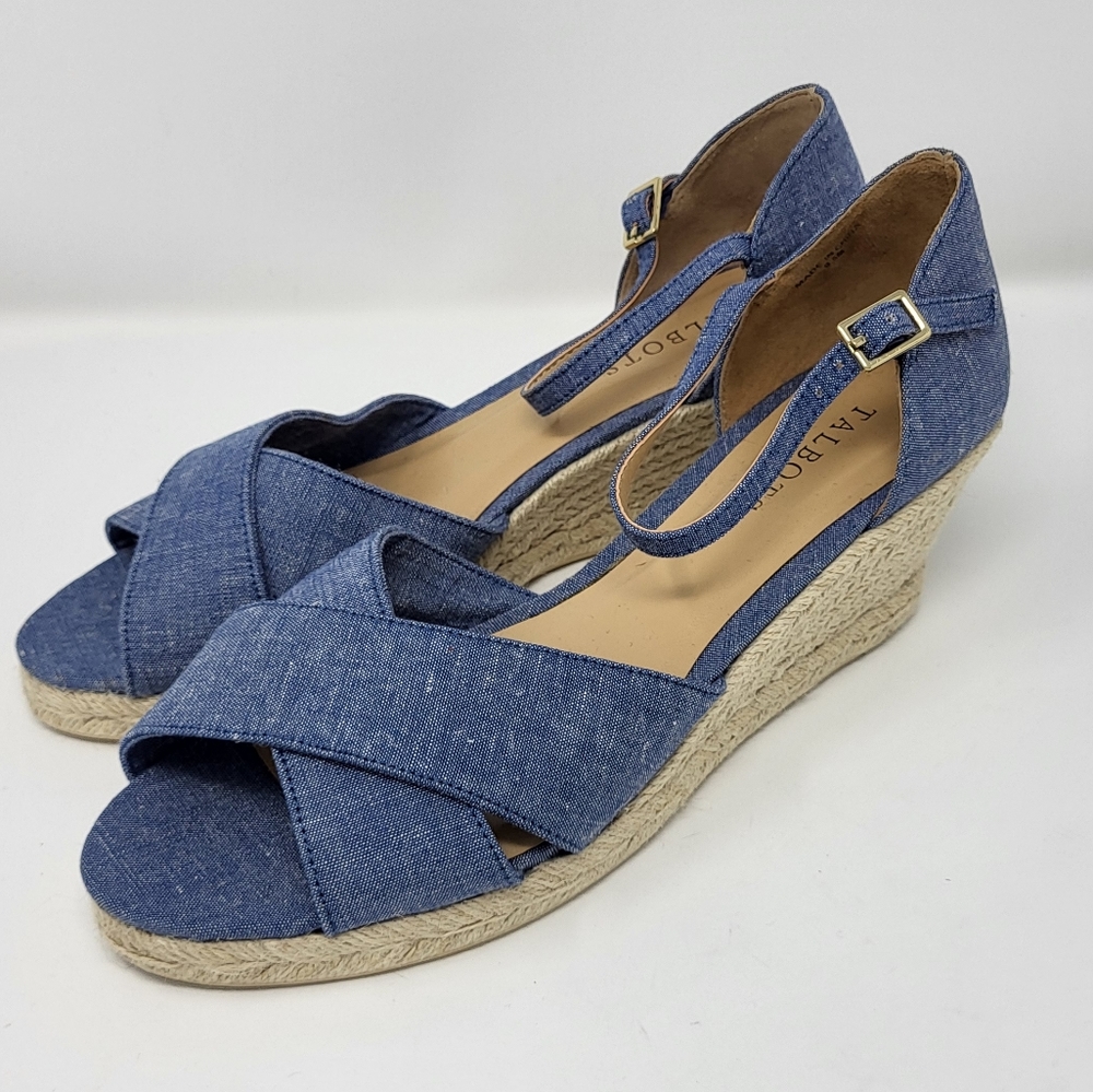 Talbots Denim Blue Wedge Sandals 9.5